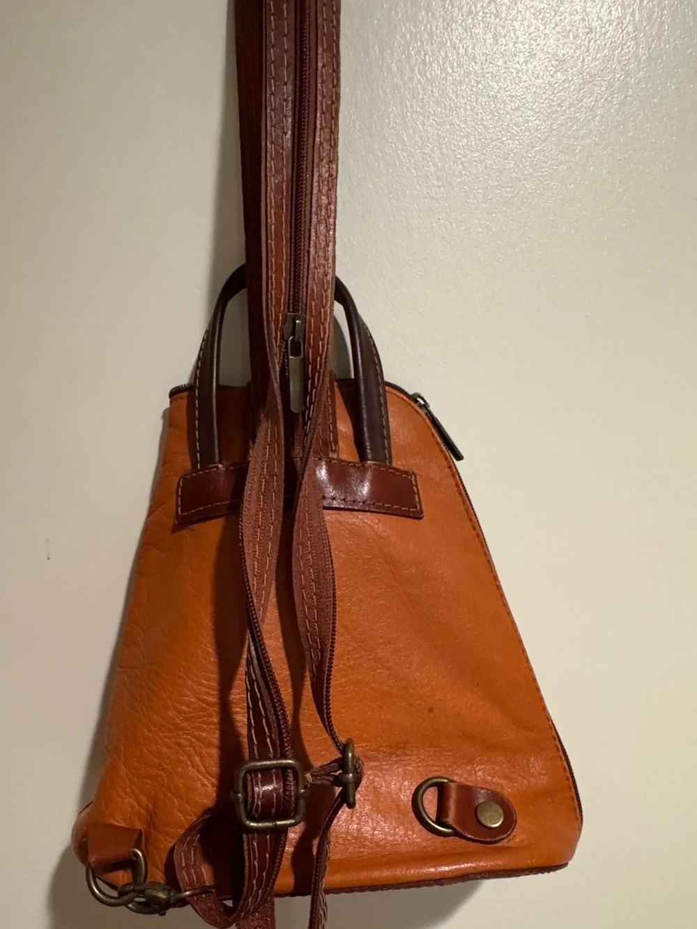 Vera Pelle Italian Leather Convertible Mini Backpack Bag - Easy DIY Restoration
